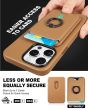 TUCCH iPhone 15 Pro Max Magnetic PU Leather Case with Removable Card Holder, Stand Metal Ring, Magsafe Compatible Shockproof PU Protective Case with Raised Edges - Brown