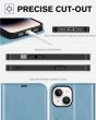 TUCCH iPhone 15 Plus Wallet Case, iPhone 15 Plus Leather Cover - Shiny Light Blue