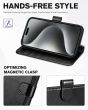 TUCCH iPhone 15 Pro Leather Wallet Case, iPhone 15 Pro Flip Cover - Retro Black