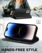 TUCCH iPhone 15 Pro Max Leather Wallet Case, iPhone 15 Pro Max Folio Phone Case - Full Grain Black