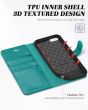 TUCCH iPhone 11 Wallet Case with Magnetic, iPhone 11 Leather Case - Cyan - Full Grain