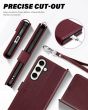 TUCCH SAMSUNG GALAXY S24 Wallet Case, SAMSUNG S24 PU Leather Case Flip Cover - Strap - Wine Red
