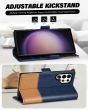 TUCCH SAMSUNG S24 Ultra Wallet Case, SAMSUNG Galaxy S24 Ultra PU Leather Cover Book Flip Folio Case - Blue & Brown