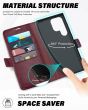 TUCCH SAMSUNG S24 Ultra Wallet Case, SAMSUNG Galaxy S24 Ultra PU Leather Cover Book Flip Folio Case - Wine Red