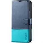 TUCCH iPhone 13 Wallet Case, iPhone 13 PU Leather Case, Folio Flip Cover with RFID Blocking, Credit Card Slots, Magnetic Clasp Closure - Blue & Lake Blue