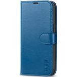 TUCCH iPhone 14 Wallet Case, iPhone 14 PU Leather Case, Folio Flip Cover with RFID Blocking, Credit Card Slots, Magnetic Clasp Closure - Retro Blue