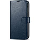 TUCCH iPhone 14 Wallet Case, iPhone 14 PU Leather Case, Folio Flip Cover with RFID Blocking, Credit Card Slots, Magnetic Clasp Closure - Full Grain Navy Blue