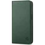 SHIELDON iPhone 15 Genuine Leather Wallet Case, iPhone 15 Book Case - Midnight Green