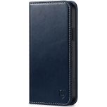 SHIELDON iPhone 15 Plus Genuine Leather Wallet Case, iPhone 15 Plus Phone Case - Retro Dark Blue
