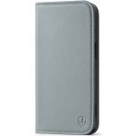 SHIELDON iPhone 15 Pro Genuine Leather Wallet Case, iPhone 15 Pro Mobile Phone Case - Grey