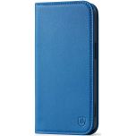 SHIELDON iPhone 15 Pro Genuine Leather Wallet Case, iPhone 15 Pro Mobile Phone Case - Sapphire Blue