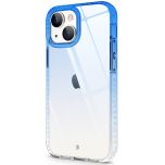 SHIELDON iPhone 13 Mini Clear Case Anti-Yellowing, Transparent Thin Slim Anti-Scratch Shockproof PC+TPU Case with Tempered Glass Screen Protector for iPhone 13 Mini - Blue&amp;Clear