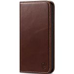 SHIELDON SAMSUNG Galaxy A55 Wallet Case, SAMSUNG A55 Genuine Leather Case RFID Blocking Card Holder Magnetic Closure Kickstand Protective Book Flip Folio Cover - Retro Coffee