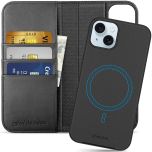 SHIELDON iPhone 15 Plus Detachable Magnetic Wallet Case, iPhone 15 Plus Genuine Leather Case 2in1, MagSafe Compatible RFID Blocking Card Slots Kickstand Shockproof, Removable Flip Protective Cover for iPhone 15 Plus 6.7-inch