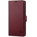 SHIELDON SAMSUNG Galaxy S24 Ultra Wallet Case, SAMSUNG S24 Ultra Leather Cover Flip Folio Book Case - Wine Red