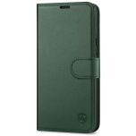 SHIELDON iPhone 14 Plus Wallet Case, iPhone 14 Plus Genuine Leather Cover Book Folio Flip Kickstand Case with Magnetic Clasp - Midnight Green