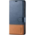 TUCCH SAMSUNG GALAXY A54 Wallet Case, SAMSUNG A54 Leather Case Folio Cover - Dark Blue &amp; Brown