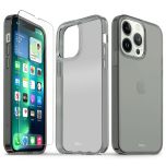 TUCCH iPhone 13 Pro Clear TPU Case Non-Yellowing, Transparent Thin Slim Scratchproof Shockproof TPU Case with Tempered Glass Screen Protector for iPhone 13 Pro 5G - Grey&amp;Clear