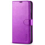 TUCCH iPhone 14 Wallet Case, iPhone 14 PU Leather Case, Folio Flip Cover with RFID Blocking, Credit Card Slots, Magnetic Clasp Closure - Purple