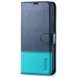 TUCCH iPhone 14 Pro Max Wallet Case, iPhone 14 Pro Max PU Leather Case with Folio Flip Book RFID Blocking, Stand, Card Slots, Magnetic Clasp Closure - Dark Blue &amp; Light Blue