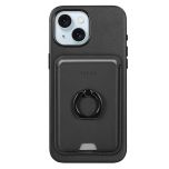 TUCCH iPhone 15 Plus Magnetic Phone Case with Removable Card Holder, Magsafe Compatible Shockproof PU Protective Case with Raised Edges - Black