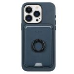 TUCCH iPhone 15 Pro Magnetic Phone Case with Removable Card Holder, Magsafe Compatible and Raised Edges for Screen and Camera Protection - Blue