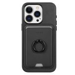 TUCCH iPhone 15 Pro Magnetic Phone Case with Removable Card Holder, Magsafe Compatible and Raised Edges for Screen and Camera Protection - Black