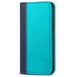 TUCCH iPhone 14 Pro Wallet Case, iPhone 14 Pro PU Leather Case with Folio Flip Book Cover, Kickstand, Card Slots, Magnetic Closure - Dark Blue &amp; Lake Blue