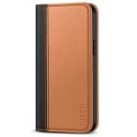 TUCCH iPhone 14 Pro Wallet Case, iPhone 14 Pro PU Leather Case with Folio Flip Book Cover, Kickstand, Card Slots, Magnetic Closure - Black &amp; Brown