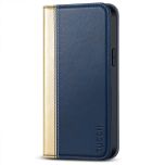 TUCCH iPhone 14 Pro Wallet Case, iPhone 14 Pro PU Leather Case with Folio Flip Book Cover, Kickstand, Card Slots, Magnetic Closure - Gold &amp;  Dark Blue