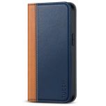 TUCCH iPhone 15 Plus Wallet Case, iPhone 15 Plus Fold Case - Dark Blue &amp; Brown