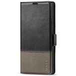 TUCCH SAMSUNG S22 Ultra Wallet Case, SAMSUNG Galaxy S22 Ultra PU Leather Cover Book Flip Folio Case - Black &amp; Grey