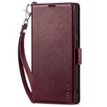 TUCCH SAMSUNG S23 Ultra Wallet Case, SAMSUNG Galaxy S23 Ultra PU Leather Cover Book Flip Folio Case - Wrist Strap - Wine Red