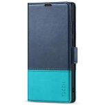 TUCCH SAMSUNG S23 Ultra Wallet Case, SAMSUNG Galaxy S23 Ultra PU Leather Cover Book Flip Folio Case - Dark Blue &amp; Light Blue