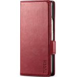 TUCCH SAMSUNG Z FOLD 6 Phone Cover with Card Slots, RFID Blocking, Magnetic Closure, Stand, Anti-drop Protective Phone Holster - Dark Red