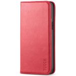 TUCCH iPhone 14 Wallet Case, iPhone 14 PU Leather Case, Flip Cover with Stand, Credit Card Slots, Magnetic Closure - Red