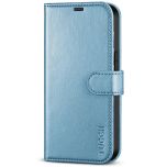 TUCCH iPhone 14 Wallet Case, iPhone 14 PU Leather Case, Folio Flip Cover with RFID Blocking, Credit Card Slots, Magnetic Clasp Closure - Shiny Light Blue