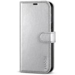TUCCH iPhone 14 Wallet Case, iPhone 14 PU Leather Case, Folio Flip Cover with RFID Blocking, Credit Card Slots, Magnetic Clasp Closure - Shiny Silver
