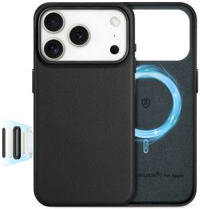 Shieldon Genuine iPhone 17 Pro Leather case, MagSafe Compatible, Wireless Charging, Raised Edges, Slim Fit Elegant Non-Slip Shockproof Protective Phone Case for iPhone 17 Pro 6.3-inch 2025