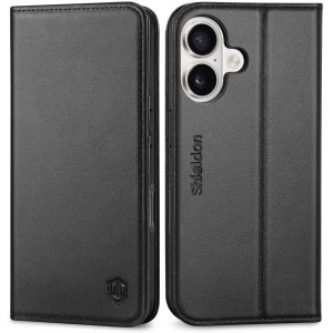 SHIELDON iPhone 17 Air Wallet Case, iPhone 17 Air Genuine Leather Cover, Magnetic Closure, RFID Blocking, Book Fold Folio Flip Style, Kickstand, Credit Card Holder, Shockproof TPU Drop Protective Phone Case for iPhone 17 Air 6.6" 2025
