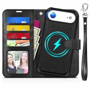 TUCCH iPhone 17 Air Leather Case with Wallet Cover, iPhone 17 Air Case Detachable and Removable, 2in1 Shockproof, Card Holders, RFID Blocking, Stand, Magnetic Clasp, Folio Case, Drop Protection, Raised Edges, Protective Leather Cover for iPhone 17 Air 6.6