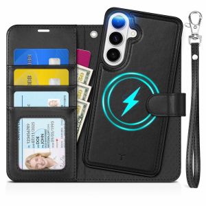 TUCCH SAMSUNG S26 Detachable Wallet Case with Wristlet, 2IN1 SAMSUNG Galaxy S26 Leather Cover with Removable Phone Case, Magsafe Compatible, Wireless Charging, Card Slots RFID Blocking Kickstand Magnetic Closure PU Leather Flip Phone Cover