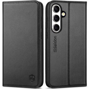 SHIELDON SAMSUNG Galaxy S25 FE Wallet Case, SAMSUNG S25FE Genuine Leather Case with RFID Blocking Credit Card Holder Fold Book Folio Flip Magnetic Closure Kickstand Protective Cover for SAMSUNG S25FE 5G (2025)