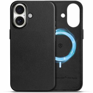 Shieldon iPhone 17 Genuine Leather case, MagSafe Compatible, Wireless Charging, Raised Edges, Slim Fit Elegant Non-Slip Shockproof Protective Phone Case with Metal Buttons for Regular iPhone 17 6.3-inch 2025