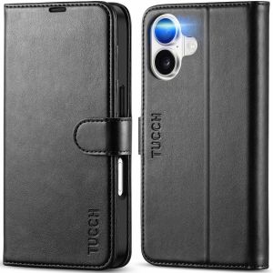 TUCCH iPhone 17 Wallet Case, iPhone 17 PU Leather Case, Folio Flip Cover with RFID Blocking, Stand, Credit Card Slots, Raised Edges, Magnetic Clasp Closure for iPhone 17 5G 6.3-inch