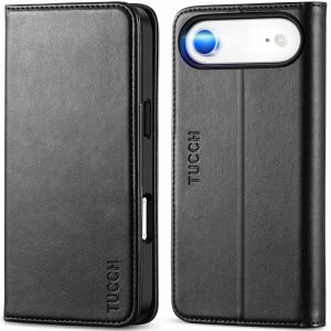 TUCCH iPhone 17 Air Leather Case, iPhone 17 Air Wallet Cover Magnetic Closure Case with Credit Card Holder, Stand, RFID Blocking, Shockproof, Drop Protective Flip Phone Case for iPhone 17 Air 6.6" 2025