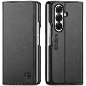 SHIELDON SAMSUNG Galaxy Z Fold7 Genuine Leather Case, SAMSUNG Z Fold 7 Wallet Case, RFID Blocking Card Holder Kickstand Shockproof Flip Folio Book Fold Case Style Magnetic Closure Phone Cover