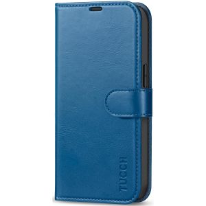 TUCCH iPhone 14 Wallet Case, iPhone 14 PU Leather Case, Folio Flip Cover with RFID Blocking, Credit Card Slots, Magnetic Clasp Closure - Retro Blue