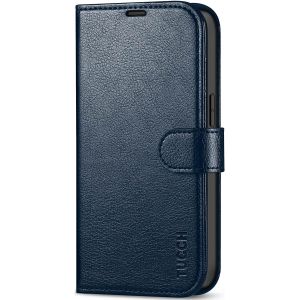 TUCCH iPhone 14 Wallet Case, iPhone 14 PU Leather Case, Folio Flip Cover with RFID Blocking, Credit Card Slots, Magnetic Clasp Closure - Full Grain Navy Blue