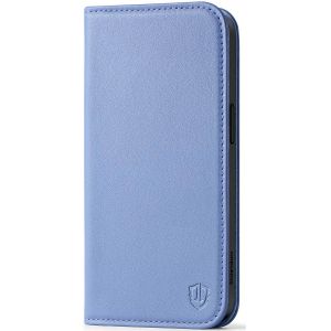 SHIELDON iPhone 15 Pro Genuine Leather Wallet Case, iPhone 15 Pro Mobile Phone Case - Wisteria